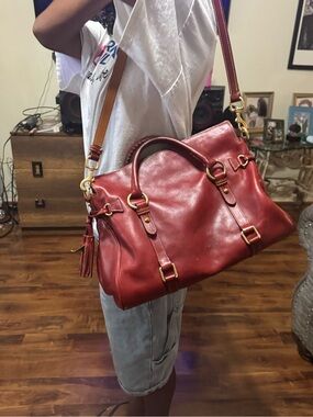 Dooney and Bourke Florentine Bordeaux Leather Satchel Handbag - Women Bags
